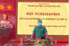 Trường Đại học An ninh nhân dân tổ chức quán triệt kết quả Hội nghị đánh giá tình hình, kết quả công tác công an Tháng 9 và 9 tháng đầu năm 2021; nhiệm vụ giải pháp công tác trong quý IV/2021 và những tháng cuối năm 2021 của Bộ Công an
