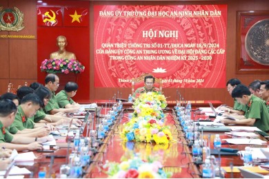 Đảng ủy Trường Đại học An ninh nhân dân tổ chức Hội nghị quán triệt Thông tri số 01-TT/ĐUCA ngày 18/9/2024 của Đảng ủy Công an Trung ương về đại hội đảng các cấp trong Công an nhân dân nhiệm kỳ 2025 - 2030