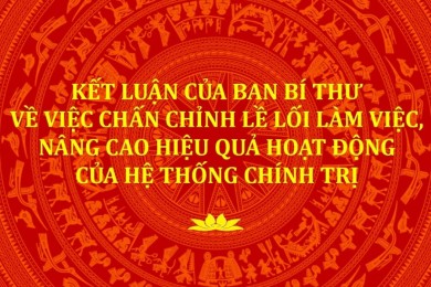Kết luận của Ban Bí thư về việc chấn chỉnh lề lối làm việc, nâng cao hiệu quả hoạt động của hệ thống chính trị