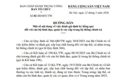 Hướng dẫn số 02-HD/BTCTW ngày 22/5/2026 của Ban Tổ chức Trung ương về một số nội dung về việc đánh giá định kỳ hằng quý đối với cán bộ lãnh đạo, quản lý các cấp trong hệ thống chính trị