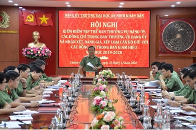 Đảng ủy Trường Đại học An ninh nhân dân tổ chức Hội nghị Kiểm điểm Ban Thường vụ Đảng ủy và nhận xét, đánh giá, xếp loại cán bộ đối với các đồng chí trong Ban Giám hiệu năm học 2019-2020