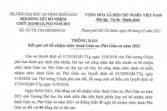 Kết quả xét bổ nhiệm chức danh Giáo sư, Phó Giáo sư năm 2021