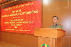 Đảng ủy Trường tổ chức Hội nghị, Hội thảo cấp Trường đề tài khoa học cấp cơ sở “Lịch sử Đảng bộ Trường Đại học An ninh nhân dân (1963 - 2003)”