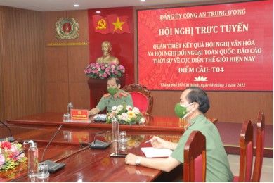 Đảng ủy Trường Đại học An ninh nhân dân tham dự Hội nghị trực tuyến quán triệt kết quả Hội nghị Văn hóa và Hội nghị Đối ngoại toàn quốc; báo cáo thời sự về cục diện thế giới hiện nay