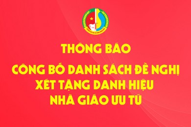 Thông báo về việc công bố danh sách đề nghị xét tặng danh hiệu Nhà giáo Ưu tú lần thứ 16 năm 2023