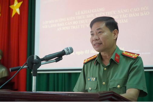 Trường Đại học An ninh nhân dân phối hợp với Công an tỉnh Tây Ninh  tổ chức Lễ khai giảng lớp bồi dưỡng kiến thức mới, kiến thức nâng cao đối với lãnh đạo, cán bộ trực tiếp làm công tác bảo đảm an ninh vùng dân tộc Chăm (T04.BD.Chăm.K1.Tây Ninh 1)