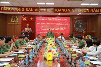 Trường Đại học An ninh nhân dân tổ chức Hội nghị sơ kết quy chế phối hợp với Học viện Chính trị Công an nhân dân và Trường Đại học Tôn Đức Thắng