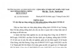 Thông báo về việc tiếp tục tăng cường các biện pháp phòng chống dịch COVID-19