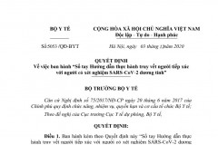 Quyết định về việc ban hành "Sổ tay Hướng dẫn thực hành truy vết người tiếp xúc với người có xét nghiệm SARS-CoV-2 dương tính"