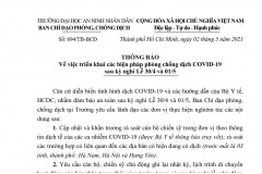 THÔNG BÁO Về việc triển khai các biện pháp phòng chống dịch COVID-19  sau kỳ nghỉ Lễ 30/4 và 01/5