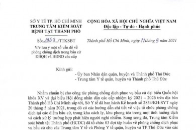 HCDC lưu ý một số vấn đề về phòng chống dịch trong bầu cử ĐBQH và HĐND các cấp