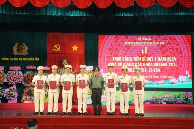 Trường Đại học An ninh nhân dân tổ chức Lễ trao bằng Tiến sĩ đợt 1 năm 2024 và bế giảng Khóa VB2A08-TC1, VB2VL-TC1, Khóa LT-TC4, niên khóa 2021 - 2024