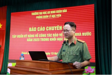 Phòng Quản lý học viên tổ chức báo cáo chuyên đề, tập huấn kỹ năng về công tác bảo vệ bí mật nhà nước năm 2025 trong khối học viên