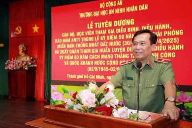 Trường Đại học An ninh nhân dân tổ chức tuyên dương cán bộ, học viên tham gia diễu binh, diễu hành, đảm bảo an ninh, trật tự trong Lễ kỷ niệm 50 năm Ngày Giải phóng miền Nam, thống nhất đất nước (30/4/1975 – 30/4/2025)