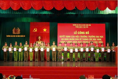 Phòng Quản lý học viên tổ chức Lễ Công bố các quyết định của Hiệu trưởng về thăng cấp bậc hàm, nâng lương năm 2025 trong khối học viên