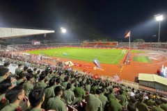 Trường Đại học An ninh nhân dân tổ chức cho học viên tham dự Lễ Khai mạc Giải bóng đá vô địch quốc gia LPBANK V.LEAGUE 1 2025 - 2026, cổ vũ trận đấu giữa CLB bóng đá CATP. Hồ Chí Minh và CLB bóng đá Hà Nội