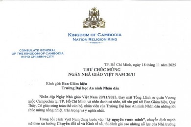 Tổng Lãnh sự quán Vương quốc Campuchia tại Thành phố Hồ Chí Minh gửi thư chúc mừng Trường Đại học An ninh nhân dân nhân Ngày Nhà giáo Việt Nam 20/11