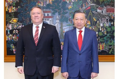 Bộ trưởng Tô Lâm tiếp, làm việc với Ngoại trưởng Hoa Kỳ Mike Pompeo