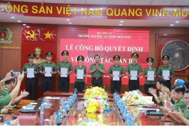 Lễ công bố quyết định về công tác cán bộ đối với các học viên tốt nghiệp Khóa D29 nhận công tác tại Trường Đại học An ninh nhân dân.